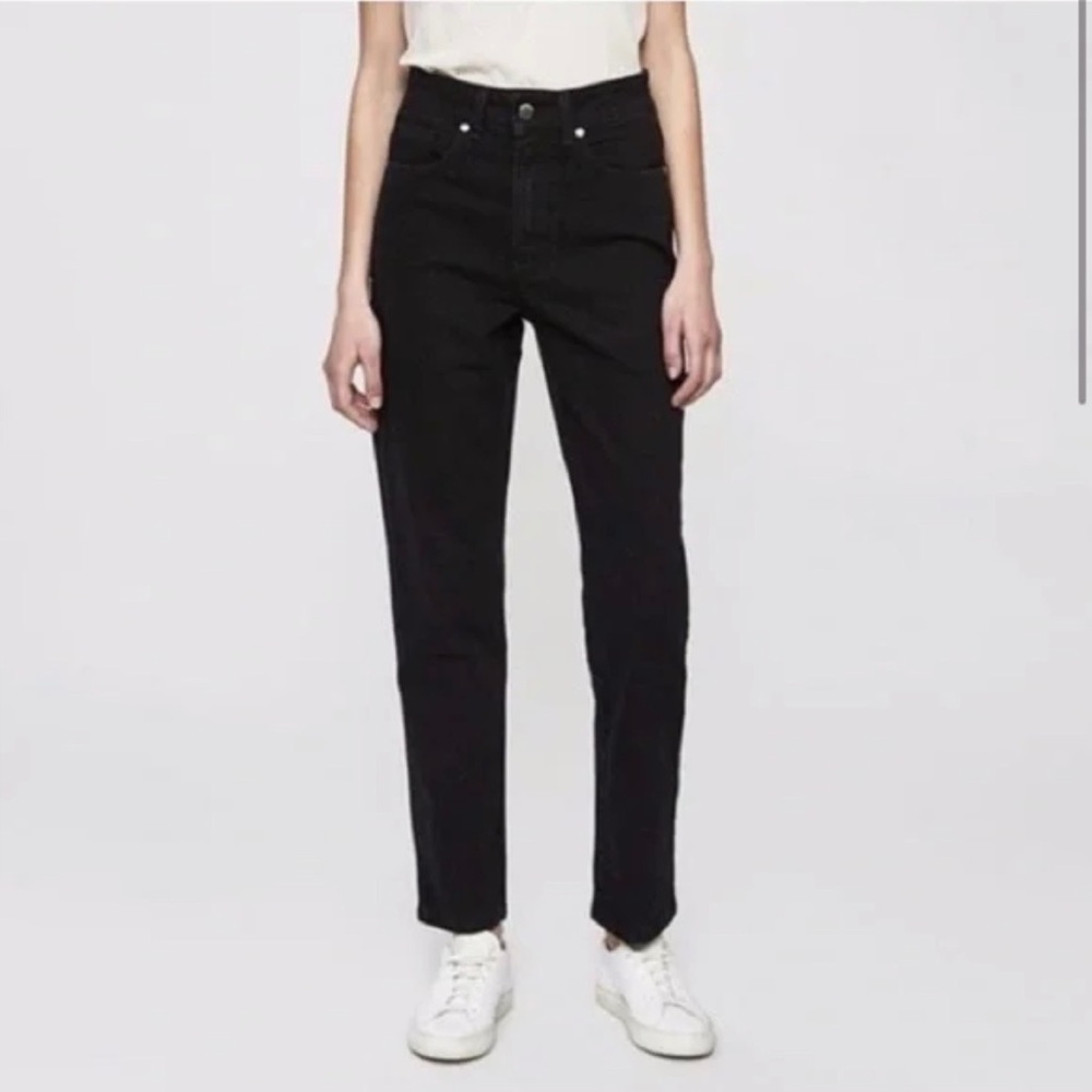 🦚 NEED 🦚 Supply Black Straight Leg Jeans - Size 26 • Rigid Cotton • Minimalist